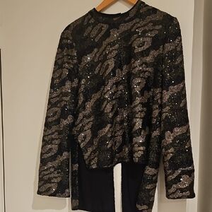 Sequin Black and Silver Women's Top